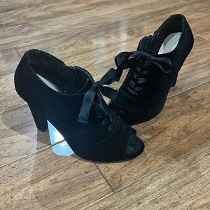 Kelly and Katie Velvet Peep-toe Booties
